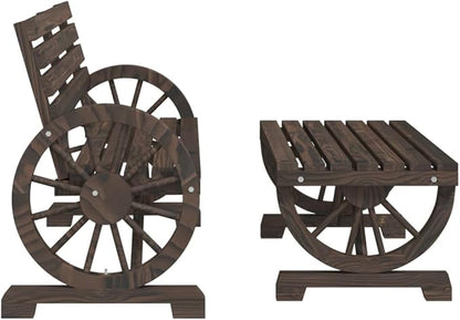 Burnt Wood Solid Fir Wood Two-Piece Garden Lounge Set with Rustic Design for Outdoor Patio and Balcony Comfort