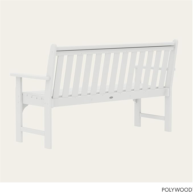 POLYWOOD Vineyard 60" Outdoor Patio Bench, White - Photo 5