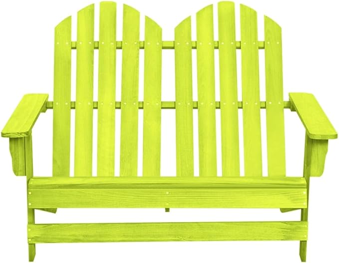 2-Seater Adirondack Chair Solid Fir Wood Outdoor Patio Furniture Green 47" Wide Weather-Resistant Lounge Chairs for - Photo 3