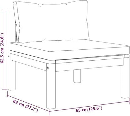 vidaXL Patio Sofa Set 2 Piece, Sectional Sofa with Cushions, Modular Seat with Tea Table, Outdoor Furniture Set for Garden, Rustic, Solid Acacia Wood