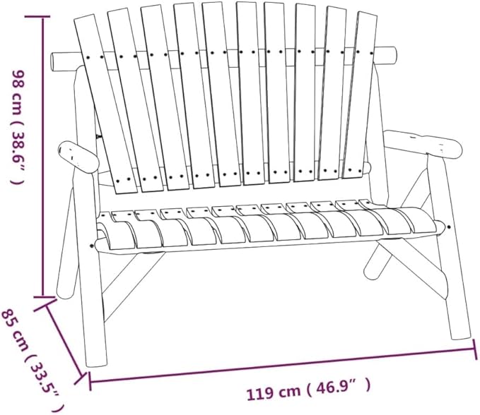 Solid Spruce Wood 2-Seater Garden Bench with Ergonomic Curved Design for Outdoor Patio and Balcony Comfortable Seating - Photo 2