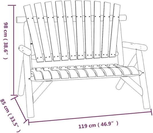 2-Seater Garden Bench Solid Spruce Wood Ergonomic Design Rustic Finish for Outdoor Patio and Balcony Comfortable Seating Durable Construction Natural Wood Grain