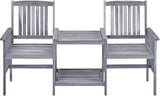 Grey Acacia Wood Garden Chair Set with Tea Table and Cushions for Outdoor Relaxation - Photo 3