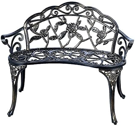 Mandolin Outdoor Park Garden Chair, All Chair Anti Rust Cast Aluminum Patio Yard Bench - Photo 3