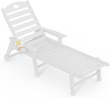 Pool Lounge Chair Outdoor, HDPE Oversize Chaise Lounge Outdoor Chair with Wheels and Cupholder, 6-Position Adjustable - Photo 1
