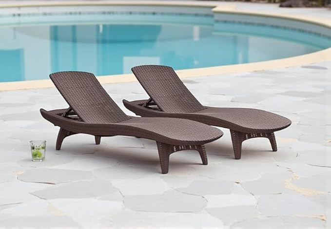 Outdoor Wicker Chaise Lounge Chairs, Adjustable Patio Furniture, Set of 2, (Dark Brown) - Photo 2