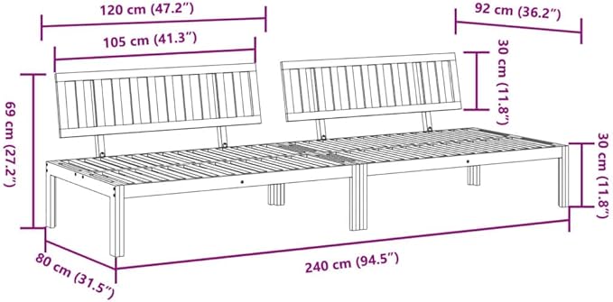 Pallet Sofa Natural Wood Solid Acacia Wood Medium Modular Outdoor Furniture Outdoor Couch Poolside Lounge Furniture Backyard Seating Ensemble for Deck Balcony Patio Garden