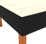 2-Piece Square Outdoor Sofa Black PE Rattan Modular Loveseat Set 25.4"x25.4"x26.4" Lightweight Cushions for Balcony - Photo 5