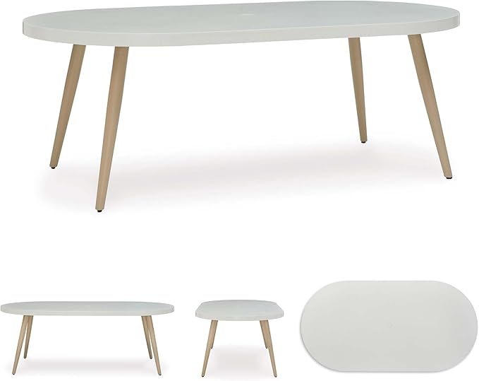 Signature Design by Ashley Seton Creek Casual Aluminum Outdoor Dining Table with Umbrella Hole and Cover Cap - Photo 7