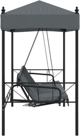Outdoor Garden Swing Bench with Canopy and Cushions, 3-Seater Patio Swing Bed, Durable Powder-Coated Steel Frame - Photo 6