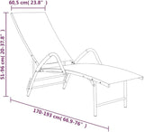Black Adjustable Length Outdoor Chaise Lounge Chair 23.8 x 76 x 37.8 in UV Textilene Fabric Aluminum Frame Portable - Photo 3