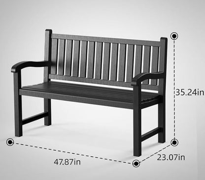 Garden Bench – Resin Classic Outdoor Bench, All-Weather Front Porch Bench for Patio, Yard & Garden