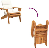 Solid Acacia Wood Adirondack Garden Chair with Cream White Finish and Natural Wood Tone, Comfortable Cushion - Photo 7