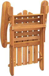 Solid Acacia Wood Adirondack Chair Set of 2, Natural Finish Foldable Outdoor Furniture for Patio Garden - Photo 4