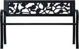 49.2 Vintage Steel Garden Bench Black Floral, Powder-Coated Metal 2-Seat, Weather-Resistant Patio Porch Backyard Balcony - Photo 3