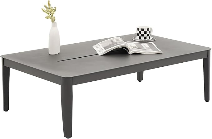 Patio Coffee Table Rectangle Outdoor Coffee Table for Outside All-Weather Aluminum Outdoor Coffee Tables for Balcony - Photo 1