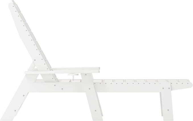 Flash Furniture Monterey Adjustable Adirondack Loungers with Cup Holders- All-Weather Indoor/Outdoor HDPE Lounge Chairs, Set of 2, White