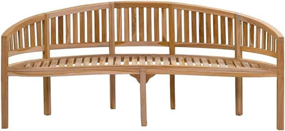 Solid Teak Wood Garden Bench Banana Shape 20.1 x 78.7 x 33.9 Inches Warm Brown Indoor Outdoor Bench for Patio Garden Living Room Seats 3