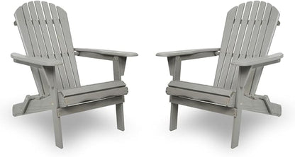 Solid Cedar Wood Folding Adirondack Chair Set of 2 – Outdoor Lounge Patio Chairs for Garden, Lawn, Backyard, Deck – Durable & Comfortable (Embossed Adirondack Chair)