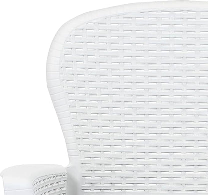 Balcony Furniture Outdoor Wicker Chair Patio Chairs for Patio, Porch, Backyard, Balcony, Poolside and Garden Patio Chairs 2 pcs with Cushion White Plastic Rattan Look
