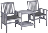 Grey Acacia Wood Garden Chair Set with Tea Table and Cushions for Outdoor Relaxation - Photo 1