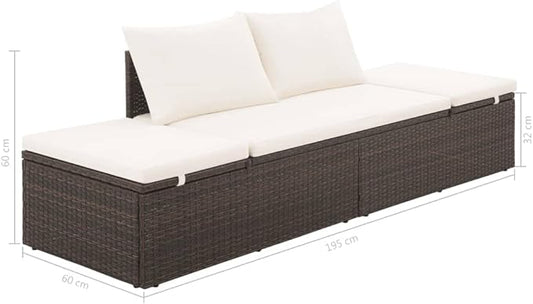 Patio Bed,Pool Lounge Chairs,Outdoor Chaise Lounge,Patio Lounge Chair,Outdoor Furniture,Outdoor Garden Chair,for Pool Side,Balcony,Beach,Yard,Brown 76.8"x23.6" Poly Rattan