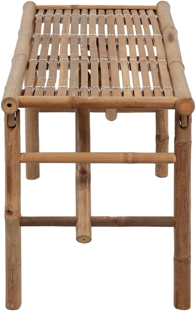 Garden Bench Deck Bench Folding Patio Bench with Cushion 46.5" Bamboo