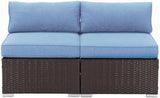 COSIEST 2-Piece Outdoor Furniture Add-on Armless Chairs for Expanding Chocolate Brown Wicker Sectional Sofa Set w - Photo 6