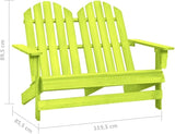 Green Solid Fir Wood Adirondack Chair 2-Seater Outdoor Patio Furniture with Wide Arms and Ergonomic Design for Garden - Photo 2