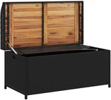 Outdoor Storage Bench with Acacia Wood Top and Synthetic Rattan - Photo 6