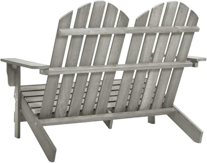 2-Seater Patio Adirondack Chair Solid Fir Wood Gray Outdoor Furniture Lounge Chair Garden Seating for Patio, Backyard - Photo 5
