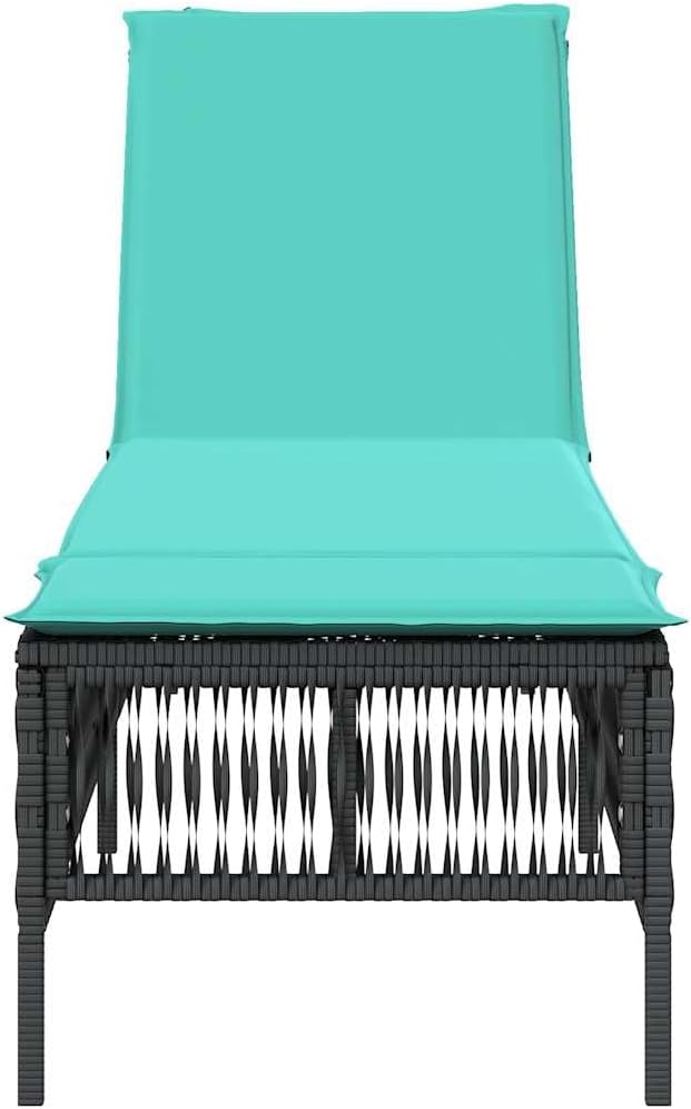 Black PE Rattan Patio Sun Lounger with Adjustable Backrest and Removable Cushion Cover, Modern Outdoor Furniture for Garden Balcony Terrace, 5-Position Recliner