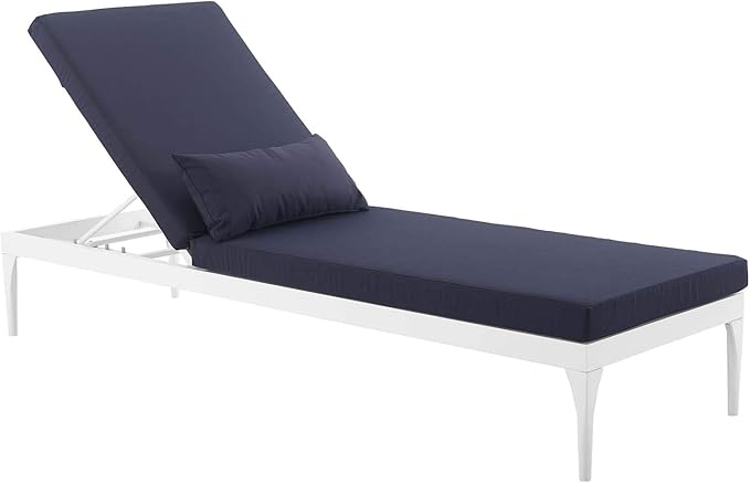 Modway EEI-3301-WHI-NAV Perspective Cushion Outdoor Patio Chaise Lounge Chair in White Navy - Photo 5