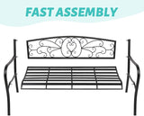 JOYBASE 50" Outdoor Bench, 2-3 People Seat, Metal Patio Bench, Cast Iron Bench, Porch Bench, Garden Bench - Photo 6