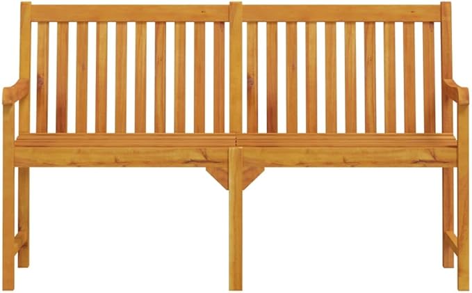 Solid Acacia Wood Garden Bench Outdoor Natural Brown Large Durable 59.1 Inch Length Oiled Finish Seating for Patio Terrace Garden and Balcony