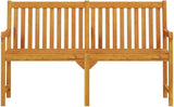 Solid Acacia Wood Garden Bench Outdoor Natural Brown Large Durable 59.1 Inch Length Oiled Finish Seating for Patio - Photo 4