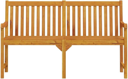 Solid Acacia Wood Garden Bench Outdoor Natural Brown Large Durable 59.1 Inch Length Oiled Finish Seating for Patio Terrace Garden and Balcony