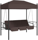 Garden Swing Bench for Patio, 3-Seater Outdoor Porch Swing with Adjustable Canopy, Convertible Bed - Photo 2