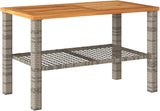 Grey PE Rattan Medium Durable Garden Table with Acacia Wood Top, 4-Person Seating - Photo 3