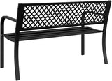 Garden Bench Black Steel 47 Inch Width, Durable Powder-Coated Metal Outdoor Furniture for Patio, Porch - Photo 7