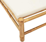 Bamboo Sun Lounger Cream 78" Outdoor Chaise Lounge Adjustable Backrest Patio Recliner with Cushion for Poolside Garden - Photo 7