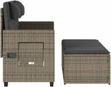 Reclining Patio Bench with Cushions Gray Poly Rattan Outdoor Bench Deck Bench Garden Bench Porch Bench for patios - Photo 7