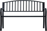 Black Powder-Coated Steel Garden Bench 47.2 Inch Long Durable Outdoor Seating for Patio Balcony Backyard Comfortable - Photo 3