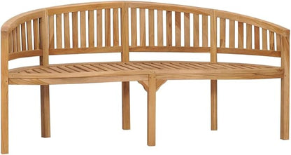 Modern Style,Banana Bench,Patio Bench,Garden Bench,Park Bench,Outdoor Bench, Front Porch Chair,with Backrest and Armrests,for Garden,Patio,Porch, Poolside,Balcony,Lawn,Park,Deck, 70.9"Solid Teak Wood