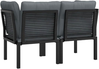 Corner Chair Black Dark Grey Modular Design Durable Construction Outdoor Seating with Soft Cushions for Garden Balcony Patio