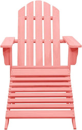Adirondack Chair with Ottoman Pink Solid Fir Wood Outdoor Patio Lounge Chair for Garden Relaxation and Backyard Lounging - Photo 3