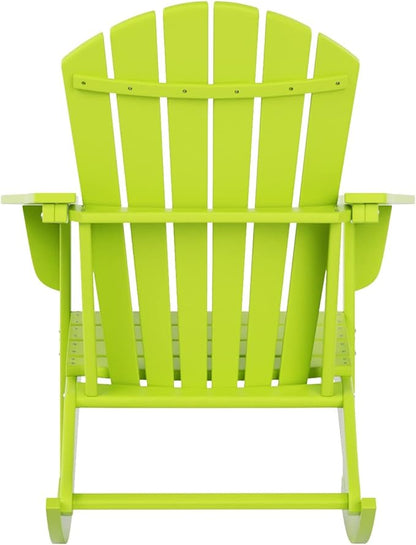 WestinTrends Dylan Outdoor Patio Poly Plastic Adirondack Rocking Chair, Lime