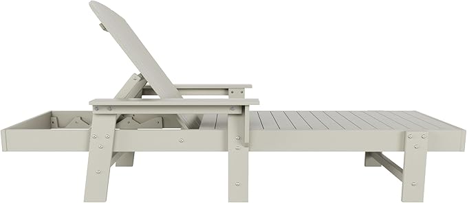 WestinTrends Dylan HDPE Outdoor Patio Poly Adirondack Reclining Chaise Lounge with Arms, Sand