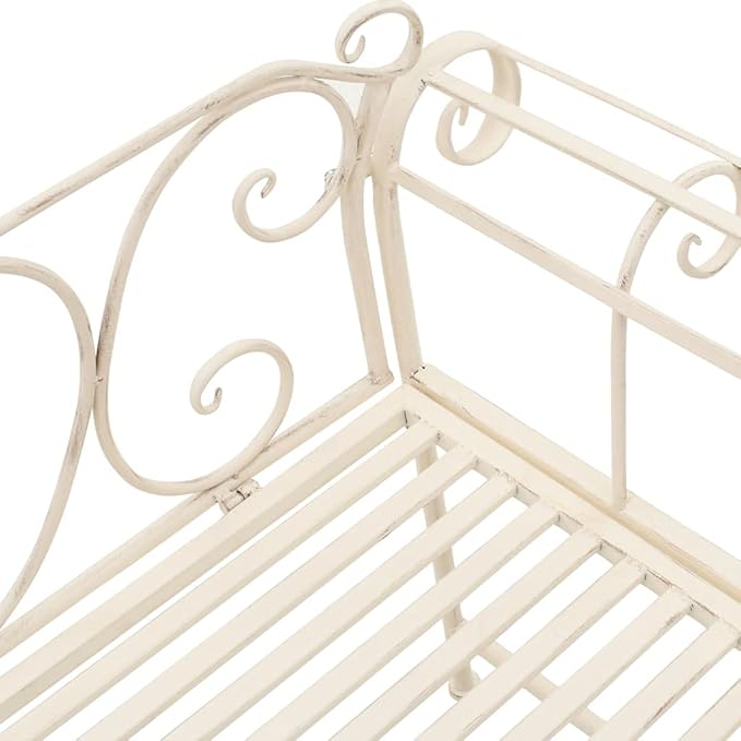 Love Seat Bench White Cast Iron Antique Designed Outdoor Patio Porch Home Garden Parks Backyard Pool,Garden Bench 52" Metal Antique White-Fast delivy
