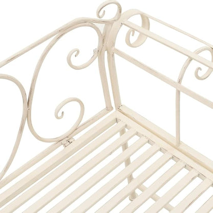 Love Seat Bench White Cast Iron Antique Designed Outdoor Patio Porch Home Garden Parks Backyard Pool,Garden Bench 52" Metal Antique White-Fast delivy